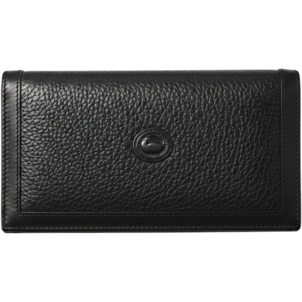 Dooney & Bourke Black Pebbled Leather Checkbook Cover Wallet Made in USA Vintage